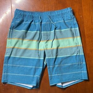 Hang Ten Blue and Green Striped Board Shorts